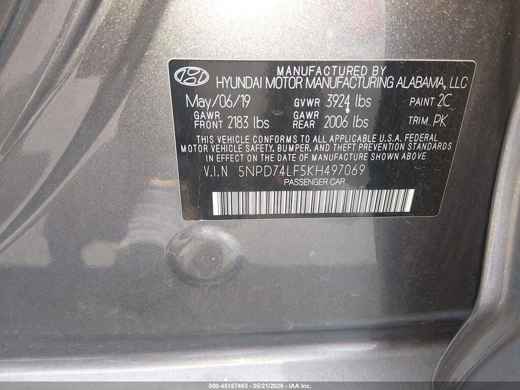 5NPD74LF5KH497069 2019 HYUNDAI ELANTRA photo no. 9