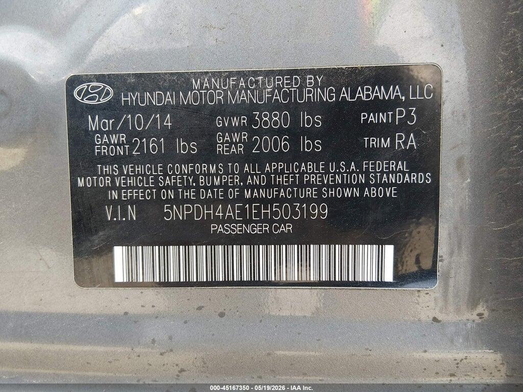 5NPDH4AE1EH503199 2014 HYUNDAI ELANTRA photo no. 9