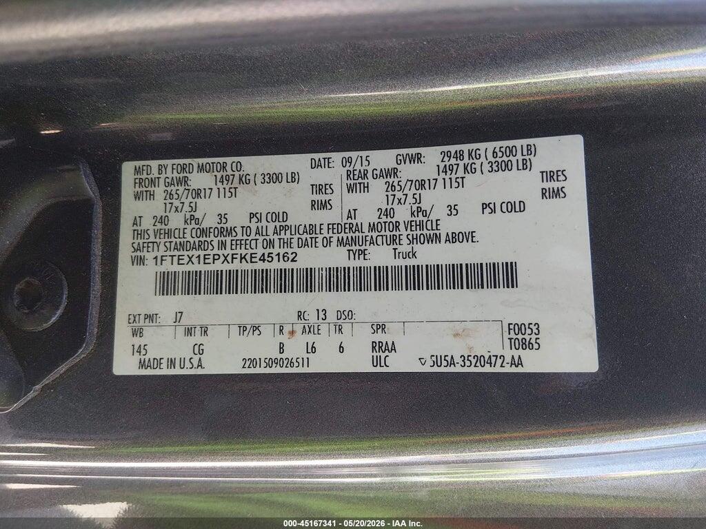 1FTEX1EPXFKE45162 2015 FORD F-150 photo no. 9