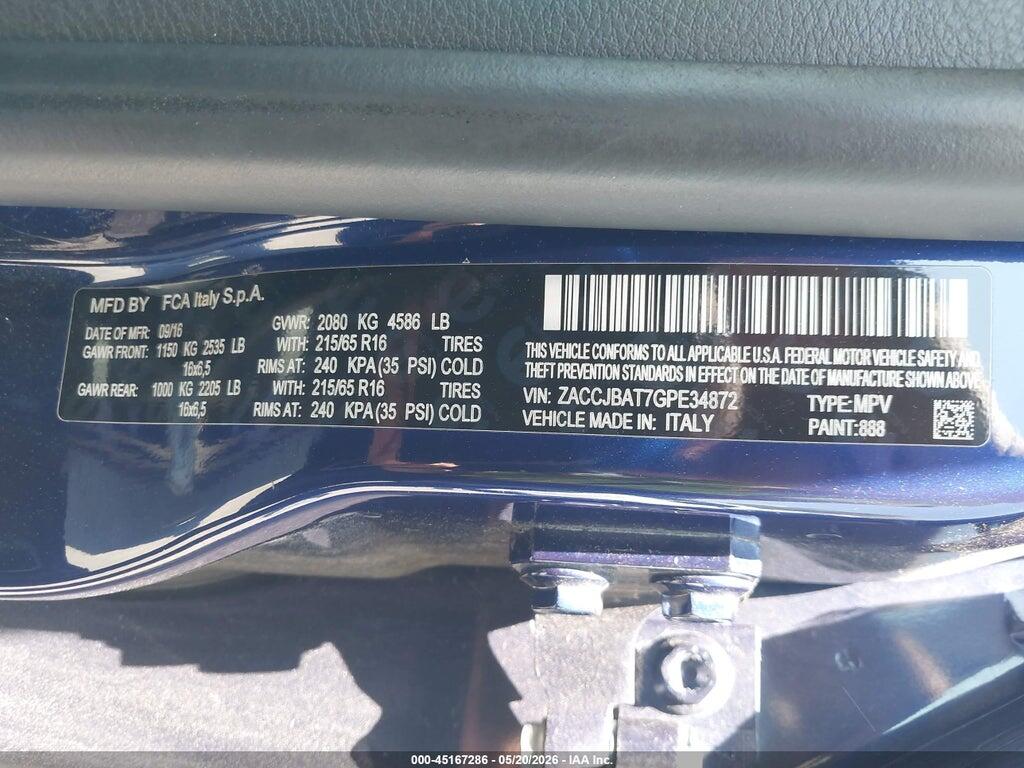 ZACCJBAT7GPE34872 2016 JEEP RENEGADE photo no. 9