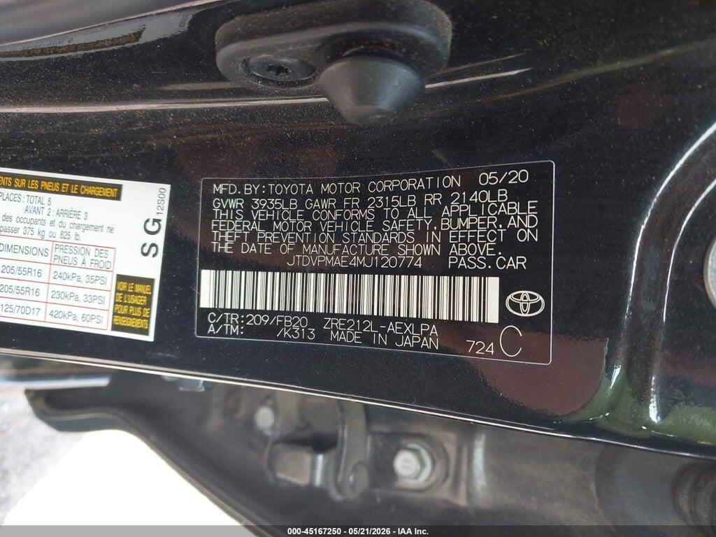 JTDVPMAE4MJ120774 2021 TOYOTA COROLLA photo no. 9