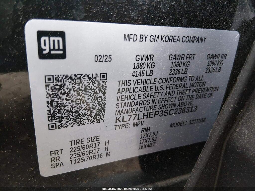 KL77LHEP3SC236313 2025 CHEVROLET TRAX photo no. 9