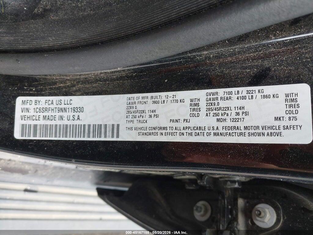 1C6SRFHT9NN119330 2022 RAM 1500 photo no. 9