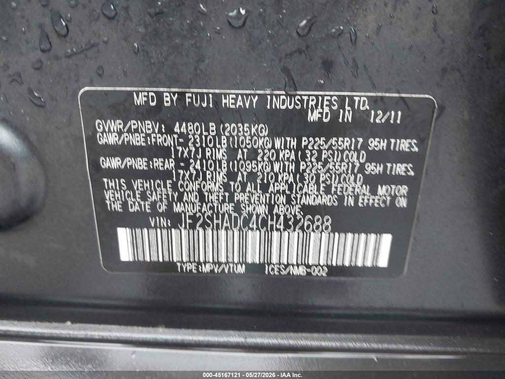 JF2SHADC4CH432688 2012 SUBARU FORESTER photo no. 9