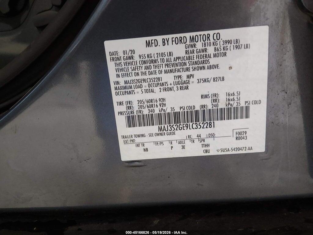 MAJ3S2GE9LC352281 2020 FORD ECOSPORT photo no. 9