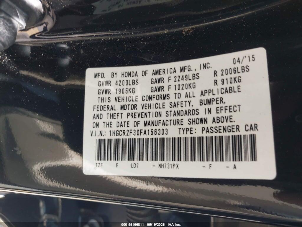 1HGCR2F30FA156303 2015 HONDA ACCORD photo no. 9