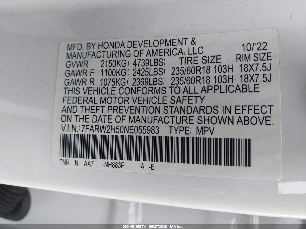 7FARW2H50NE055983 2022 HONDA CR-V photo no. 9