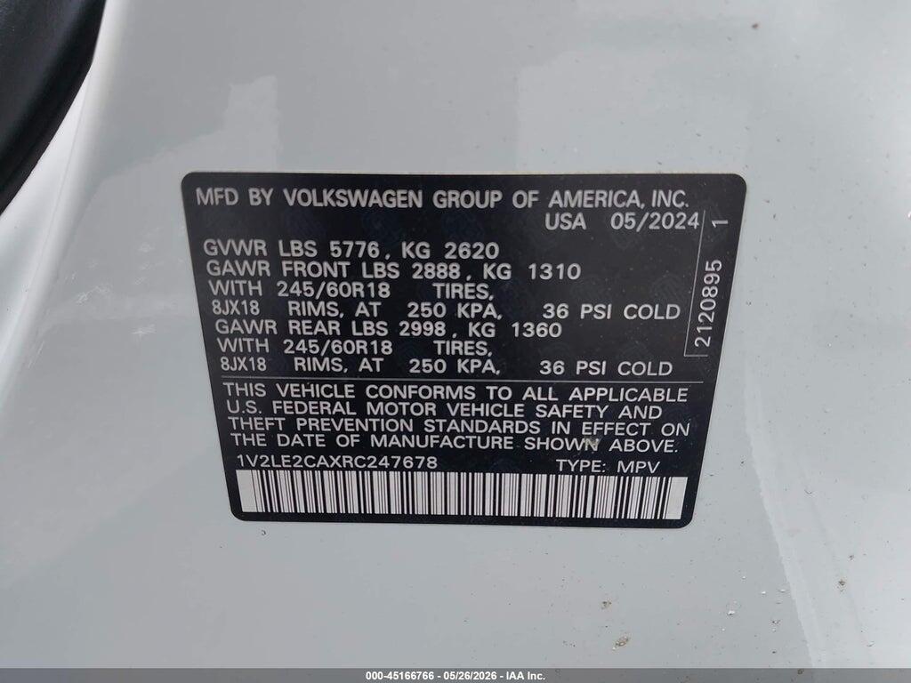 1V2LE2CAXRC247678 2024 VOLKSWAGEN ATLAS CROSS SPORT photo no. 9