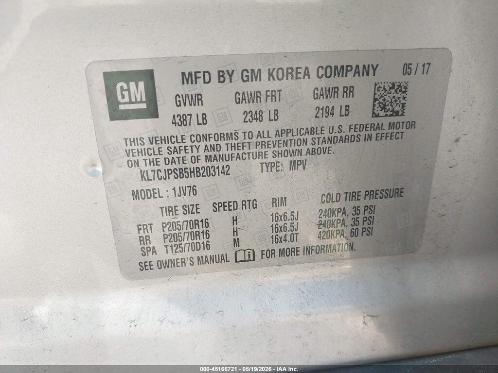 KL7CJPSB5HB203142 2017 CHEVROLET TRAX photo no. 9