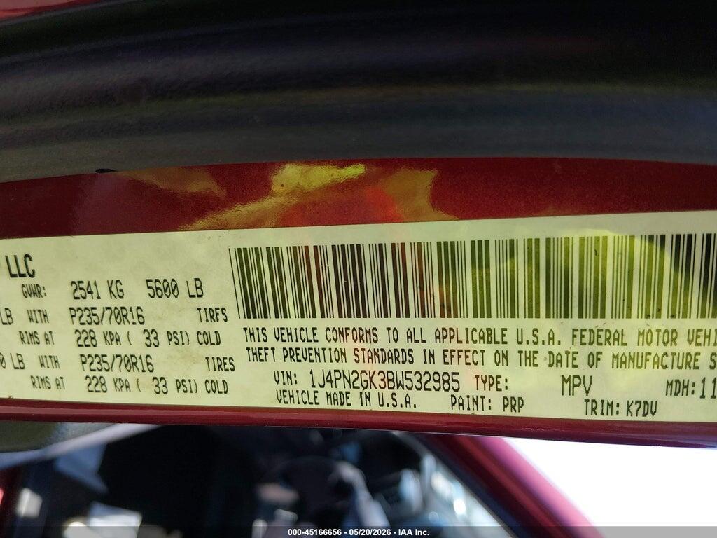 1J4PN2GK3BW532985 2011 JEEP LIBERTY photo no. 9
