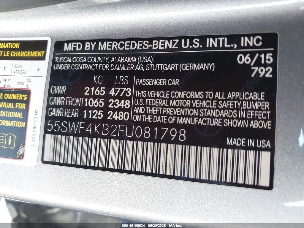 55SWF4KB2FU081798 2015 MERCEDES-BENZ C 300 photo no. 9