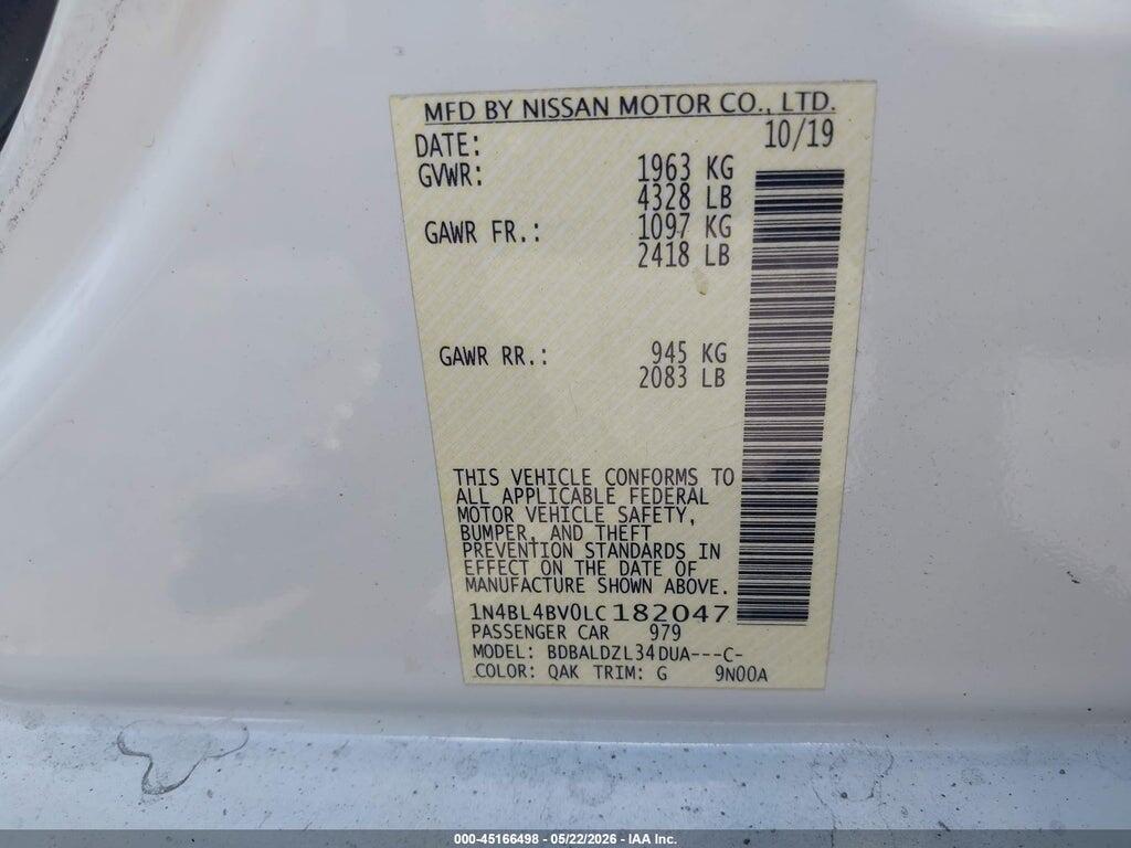1N4BL4BV0LC182047 2020 NISSAN ALTIMA photo no. 9