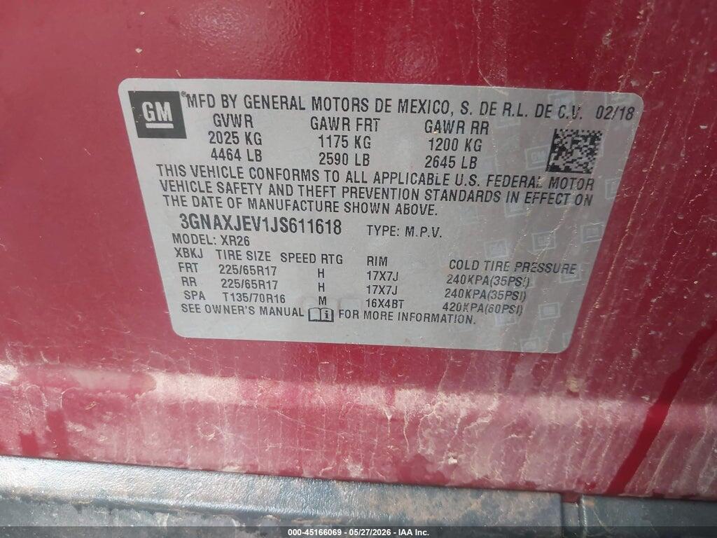 3GNAXJEV1JS611618 2018 CHEVROLET EQUINOX photo no. 9