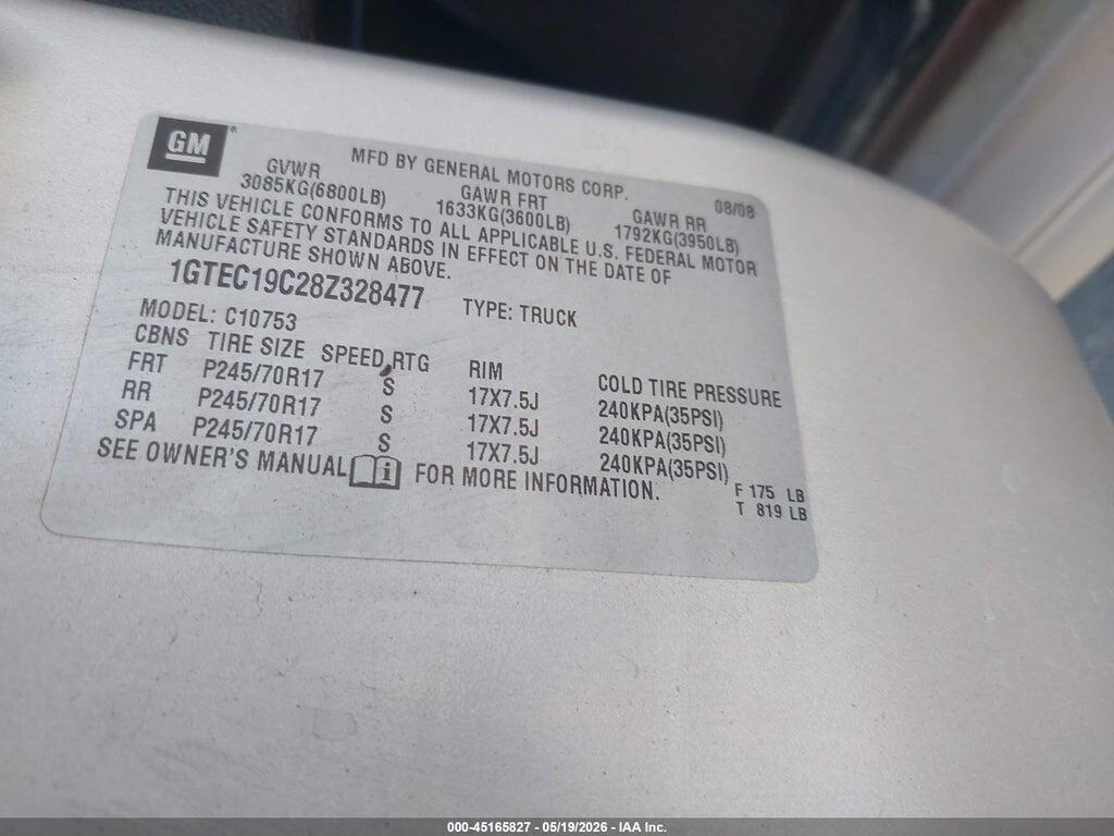 1GTEC19C28Z328477 2008 GMC SIERRA 1500 photo no. 9