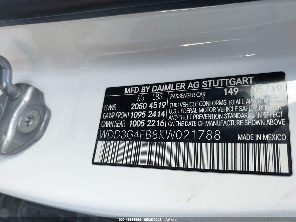 WDD3G4FB8KW021788 2019 MERCEDES-BENZ A 220 photo no. 9