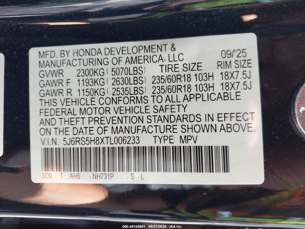 5J6RS5H8XTL006233 2026 HONDA CR-V HYBRID photo no. 9