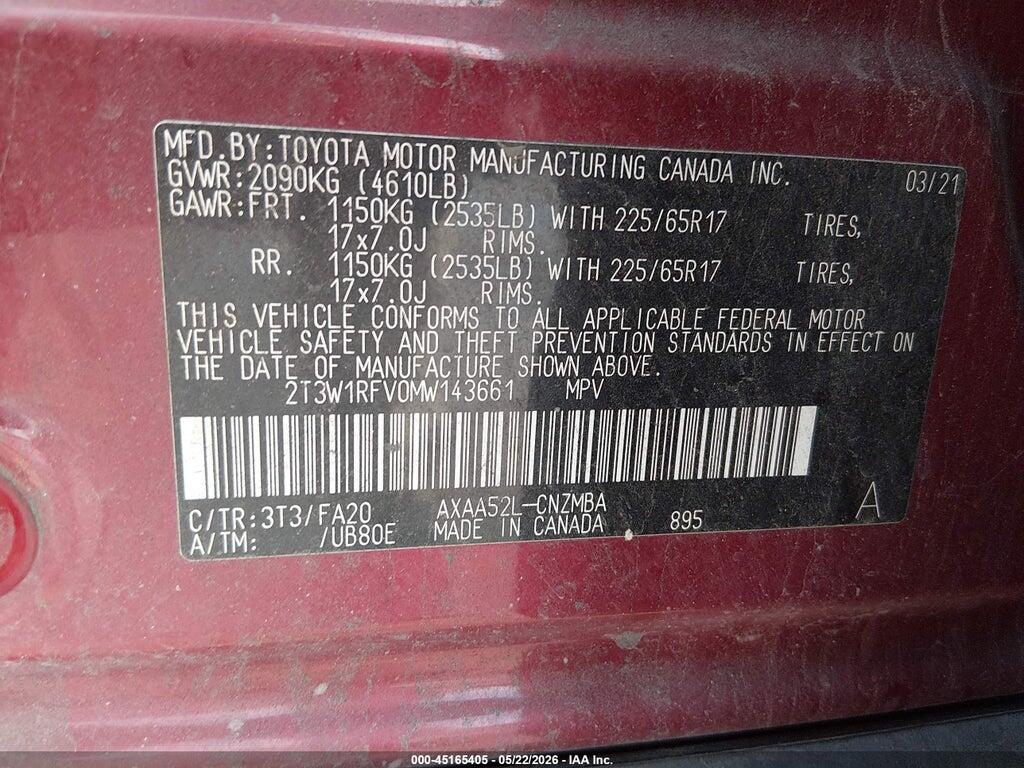 2T3W1RFV0MW143661 2021 TOYOTA RAV4 photo no. 9