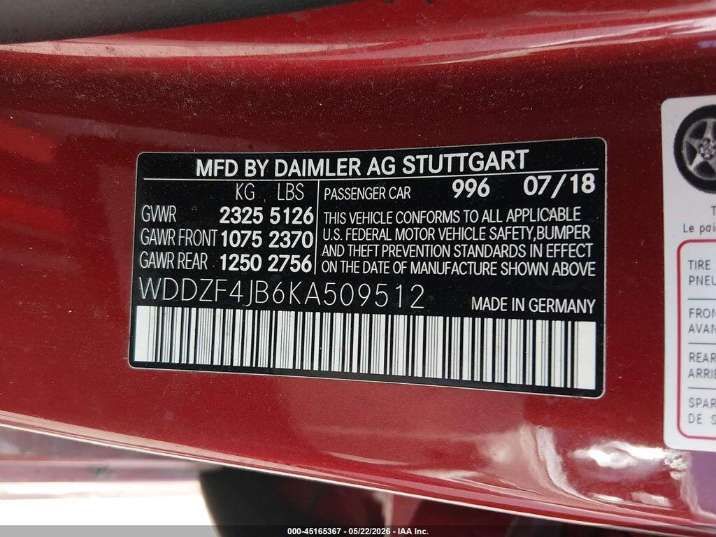 WDDZF4JB6KA509512 2019 MERCEDES-BENZ E 300 photo no. 9