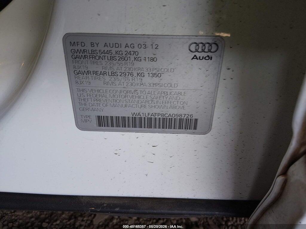 WA1LFAFP8CA098726 2012 AUDI Q5 photo no. 9