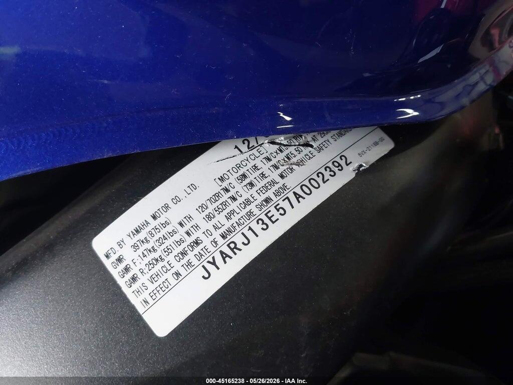 JYARJ13E57A002392 2007 YAMAHA FZ6 photo no. 10