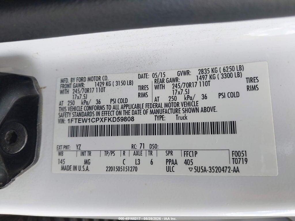 1FTEW1CPXFKD59808 2015 FORD F-150 photo no. 9
