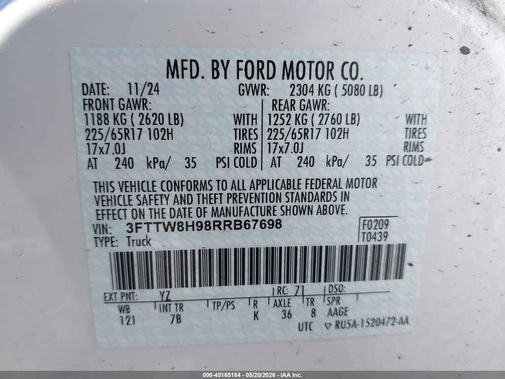 3FTTW8H98RRB67698 2024 FORD MAVERICK photo no. 9