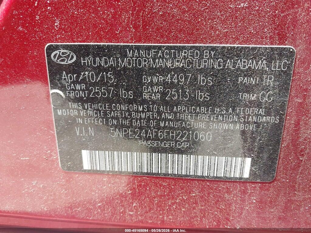5NPE24AF6FH221060 2015 HYUNDAI SONATA photo no. 9