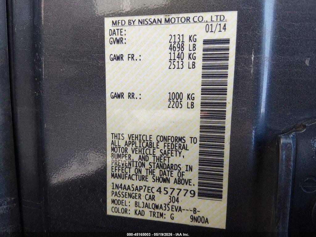 1N4AA5AP7EC457779 2014 NISSAN MAXIMA photo no. 9