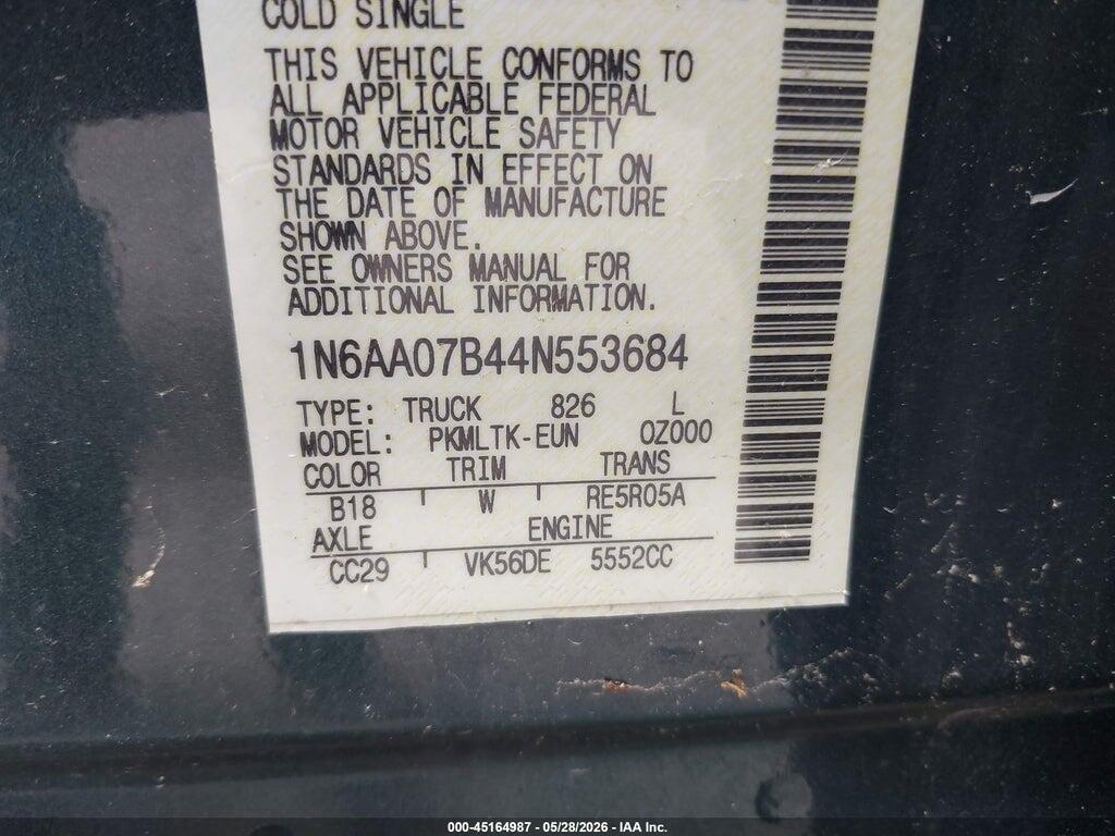 1N6AA07B44N553684 2004 NISSAN TITAN photo no. 9