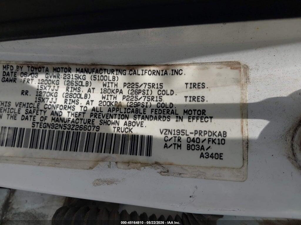 5TEGN92N53Z266079 2003 TOYOTA TACOMA photo no. 9