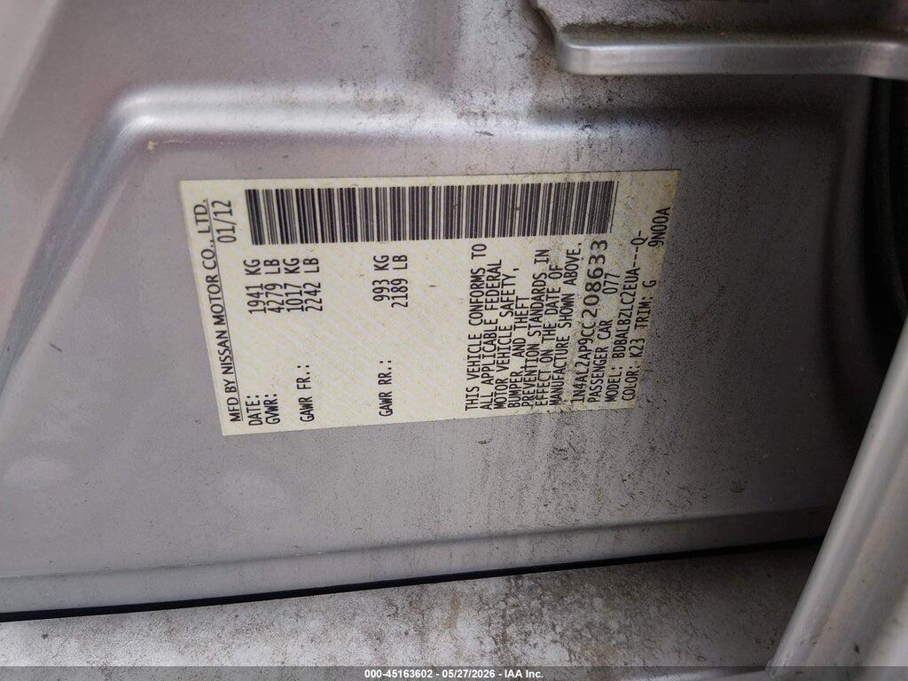 1N4AL2AP9CC208633 2012 NISSAN ALTIMA photo no. 9