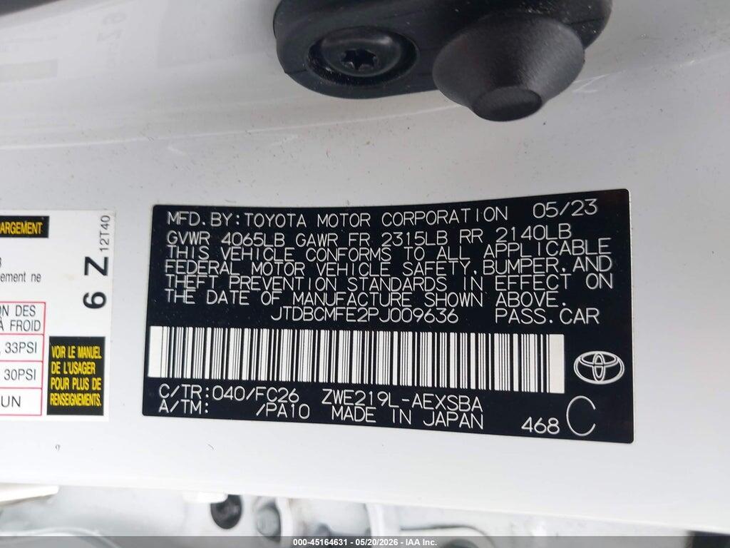 JTDBCMFE2PJ009636 2023 TOYOTA COROLLA photo no. 9