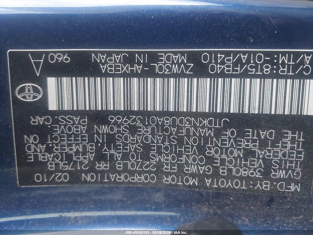 JTDKN3DU8A0132966 2010 TOYOTA PRIUS photo no. 9