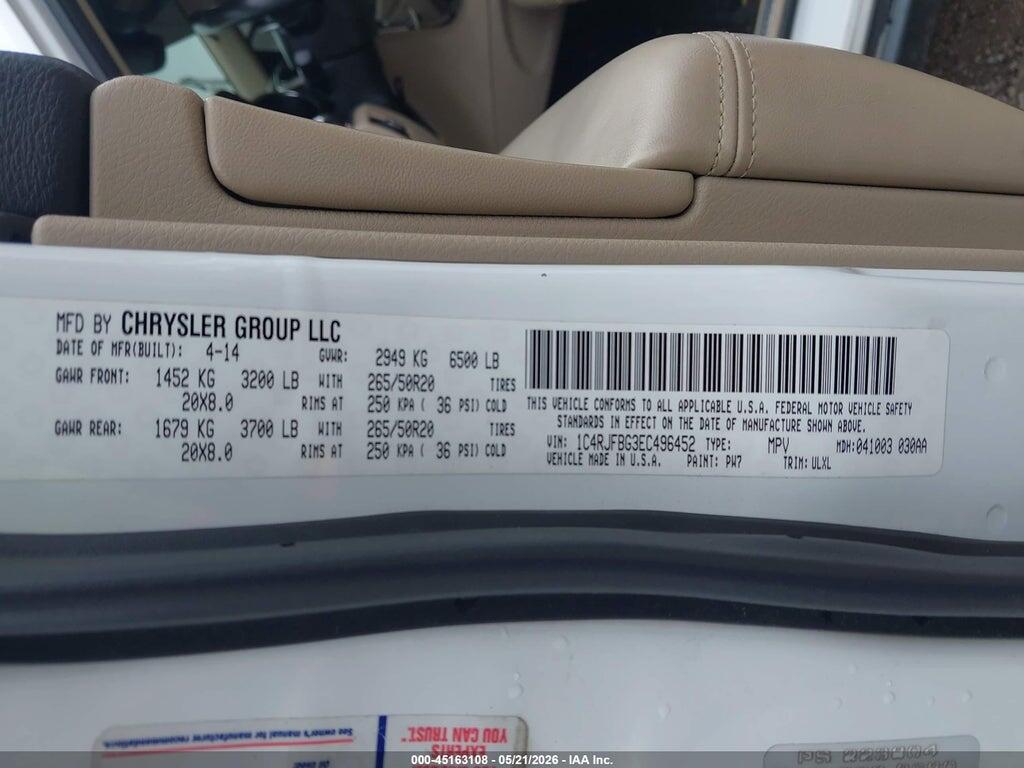 1C4RJFBG3EC496452 2014 JEEP GRAND CHEROKEE photo no. 9