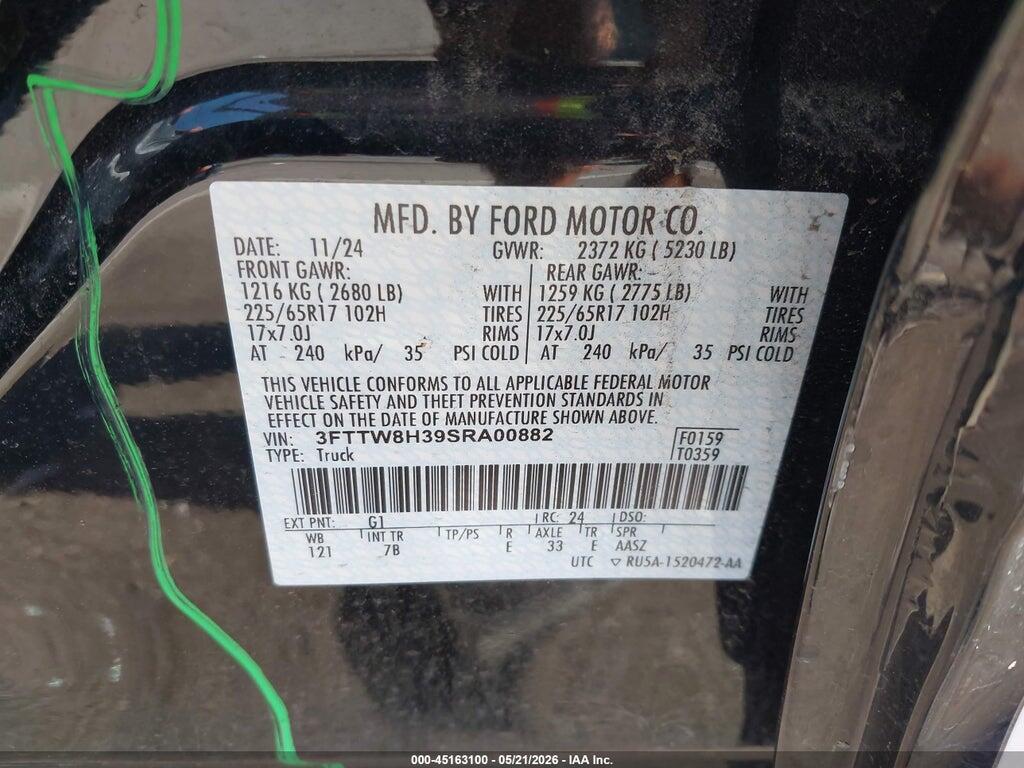 3FTTW8H39SRA00882 2025 FORD MAVERICK photo no. 9
