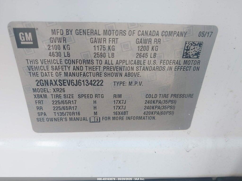 2GNAXSEV6J6134222 2018 CHEVROLET EQUINOX photo no. 9