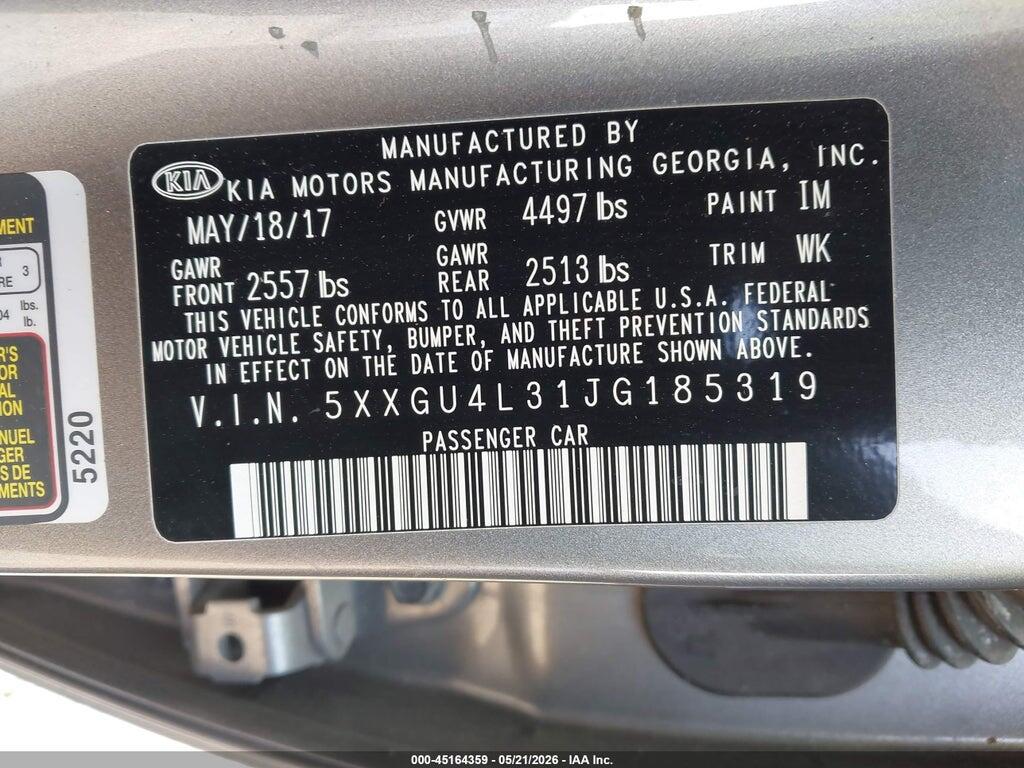 5XXGU4L31JG185319 2018 KIA OPTIMA photo no. 9