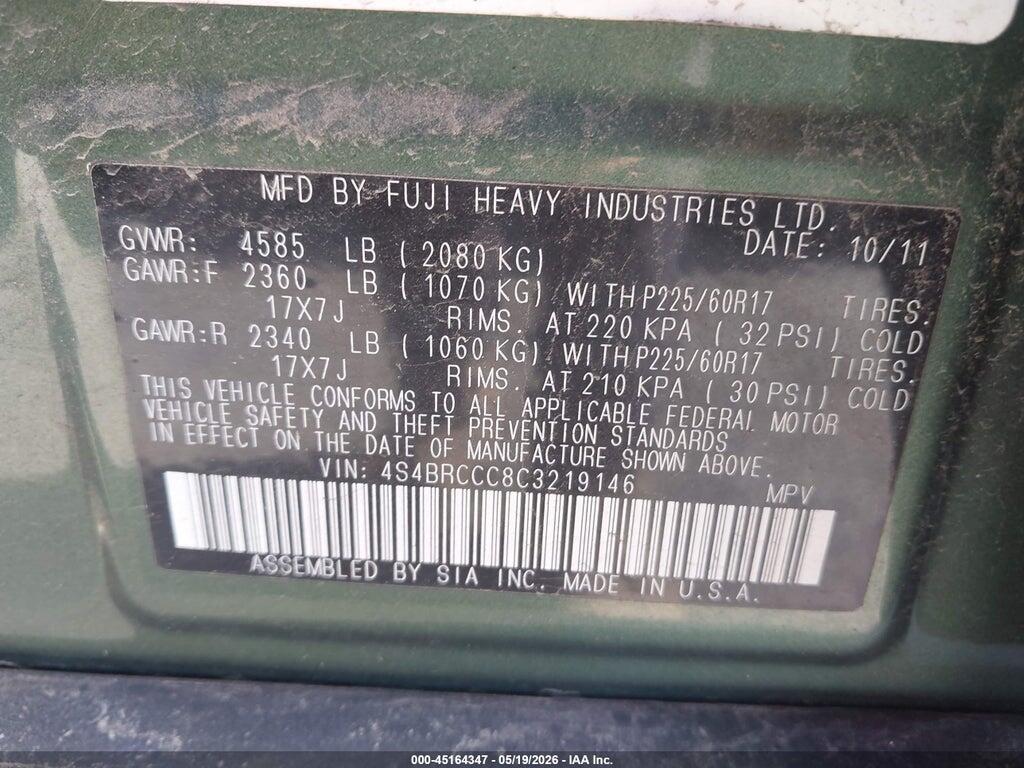 4S4BRCCC8C3219146 2012 SUBARU OUTBACK photo no. 9