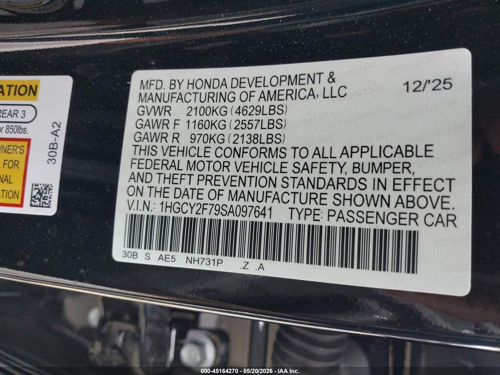 1HGCY2F79SA097641 2025 HONDA ACCORD HYBRID photo no. 9