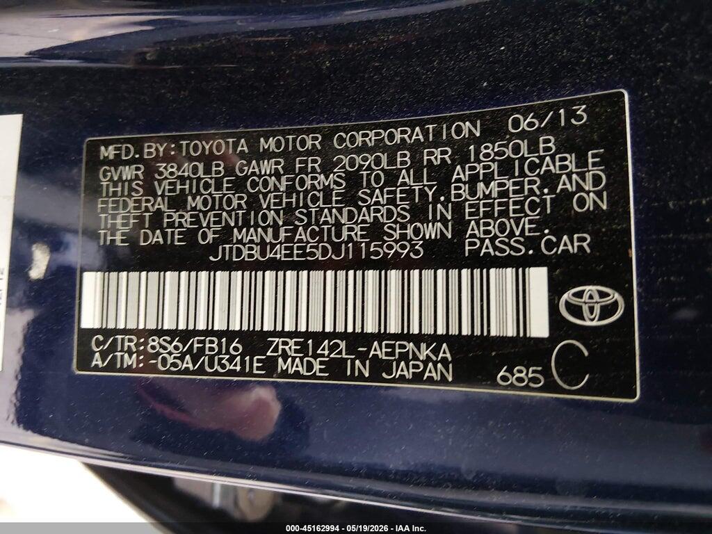 JTDBU4EE5DJ115993 2013 TOYOTA COROLLA photo no. 9