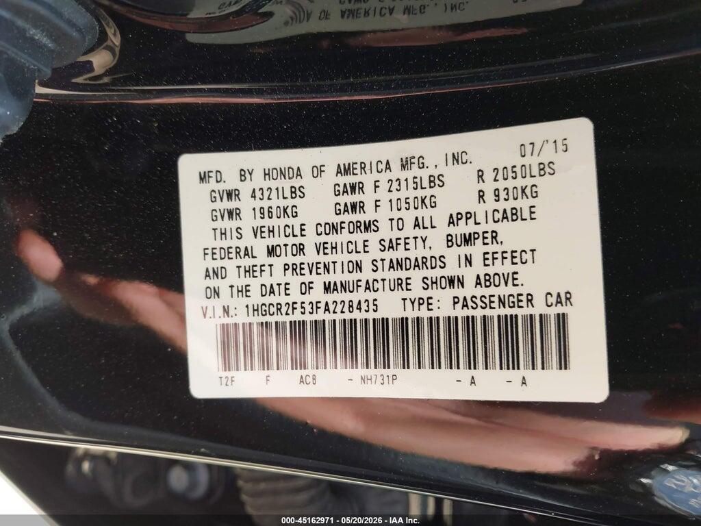 1HGCR2F53FA228435 2015 HONDA ACCORD photo no. 9