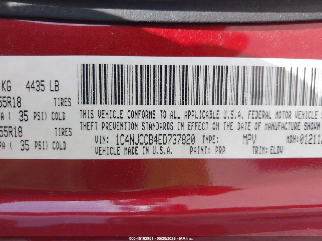 1C4NJCCB4ED737820 2014 JEEP COMPASS photo no. 9