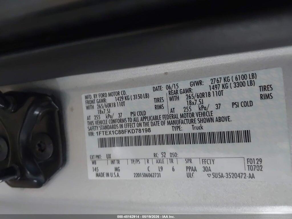 1FTEX1C88FKD78198 2015 FORD F-150 photo no. 9