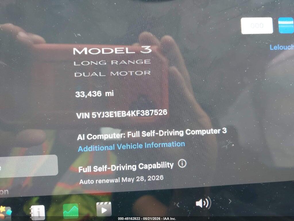 5YJ3E1EB4KF387526 2019 TESLA MODEL 3 photo no. 7