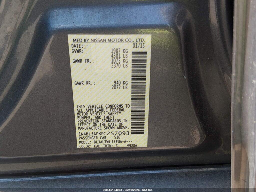 1N4BL3AP8FC257093 2015 NISSAN ALTIMA photo no. 9