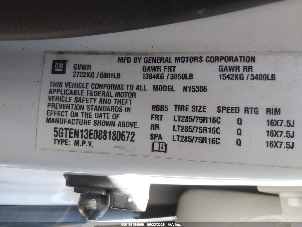5GTEN13E088180672 2008 HUMMER H3 SUV photo no. 9