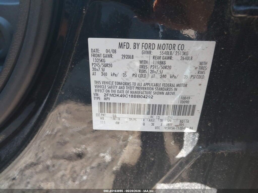 2FMDK49C18BB04292 2008 FORD EDGE photo no. 9
