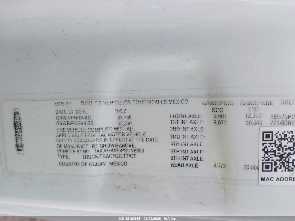 3AKJHHDR5PSUN6893 2023 FREIGHTLINER NEW CASCADIA 126 photo no. 8