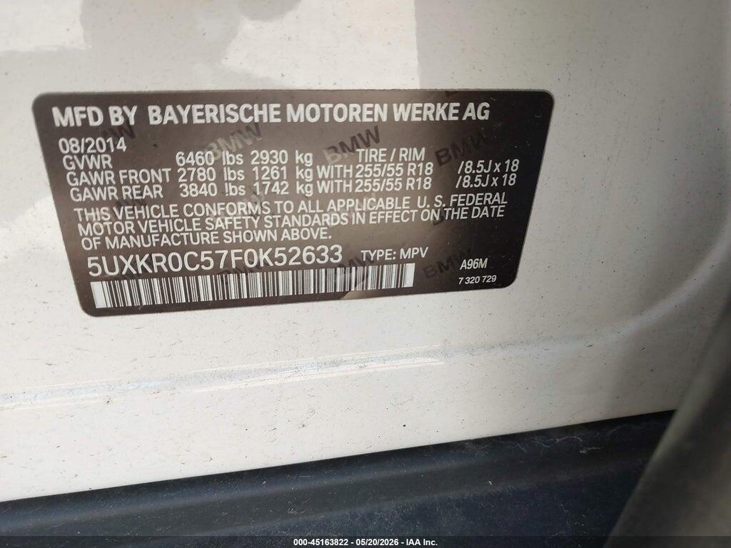 5UXKR0C57F0K52633 2015 BMW X5 photo no. 9