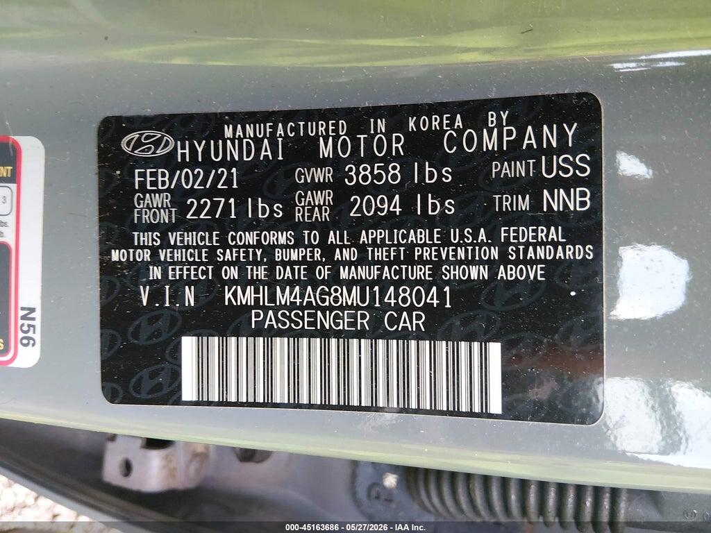 KMHLM4AG8MU148041 2021 HYUNDAI ELANTRA photo no. 9